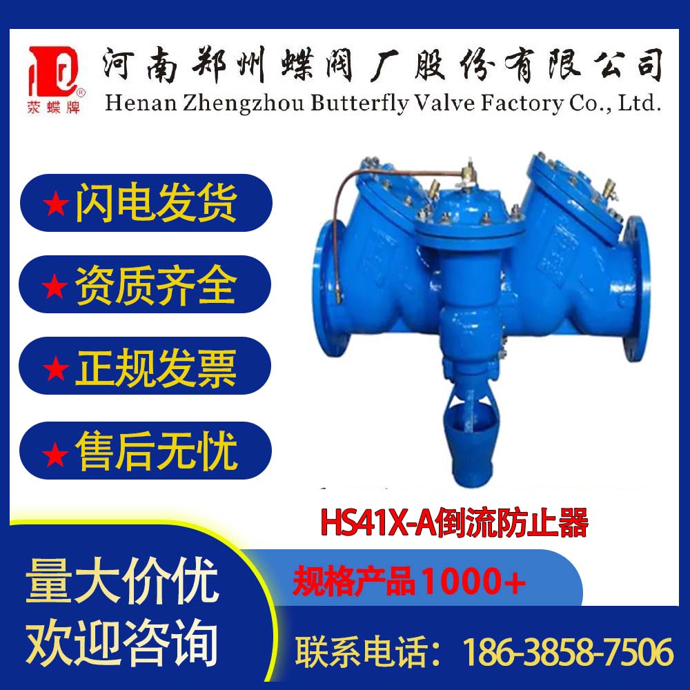鄭州蝶閥廠HS41X-A倒流防止器鑄鐵碳鋼DN200口徑可定制